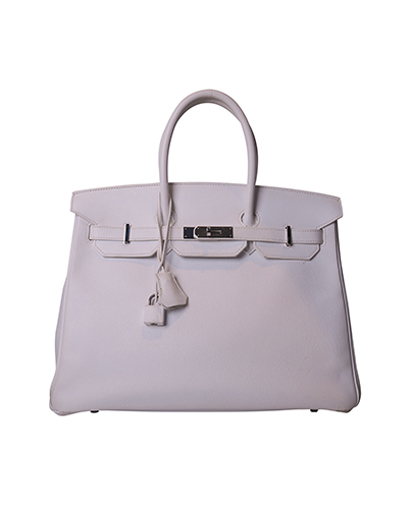 Birkin 35 Veau Epsom Leather in White, front view